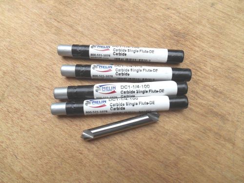 MELIN DC1-1/4-100 SINGLE FLUTE DOUBLE END SOLID CARBIDE COUNTER SINK , LOT OF 4