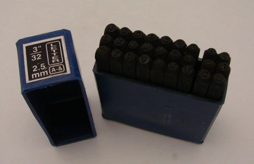 2.5mm 3/32&#034; letter punch stamp set metal-steel-hand a-z new plastic case 3/32&#034; for sale