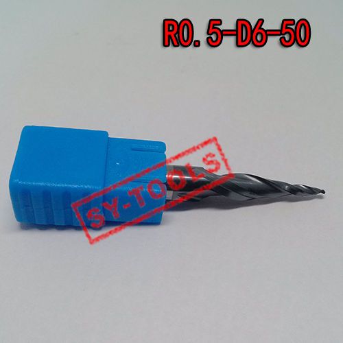 1pc r0.5*d6*20*50 solid carbide tapered ball nose end mill coating tialn hrc55 for sale