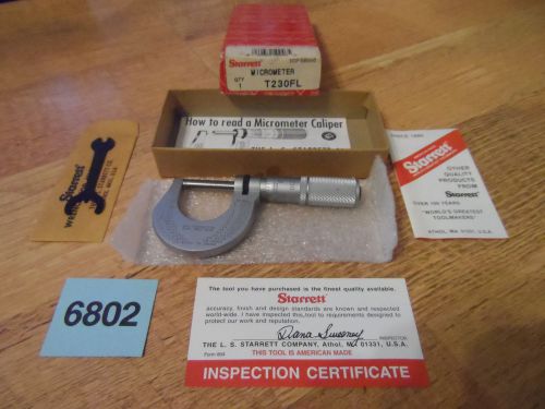 Starrett T230FL Outside Micrometer, Lock Nut, 0-1&#034; Range,