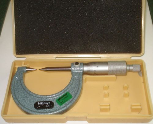 Mitutoyo 112 -225 point micrometer 0-1 inch .001 grads ratchet stop 30 degrees for sale
