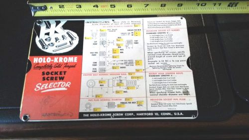 Vintage HOLO-KROME SOCKET SCREW Selection Slide Chart - Calculator