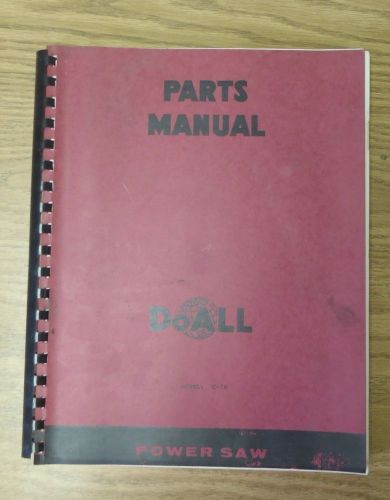 *ORIGINAL* DoAll Model C-70 Power Horizontal Band Saw Parts Manual C70 Bandsaw