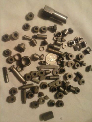 Lot of 84 machinist or toolmakers hex head nuts,thumb screws,pins,etc used,metal for sale