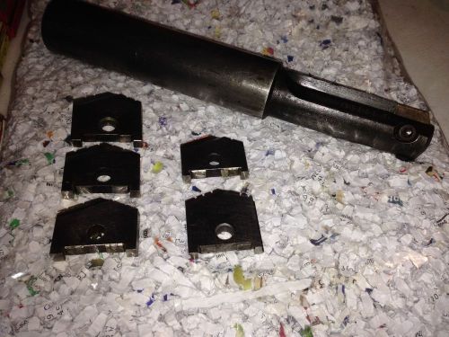 Spade Drill Holder with 3 x 1-1/2&#034; and 2 x 1-7/16&#034; USED AMEC Spade Drills