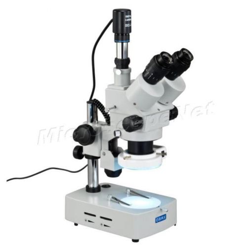 Omax 3.5x-90x trinocular stereo zoom microscope w 1.3mp camera +54 led light for sale