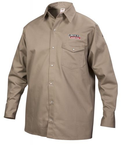 Lincoln khaki fire retardant fr welding shirt size medium k3382-m for sale