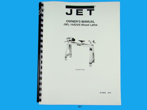 Jet   JWL-1442VS  Wood Lathe Owners  Manual *191