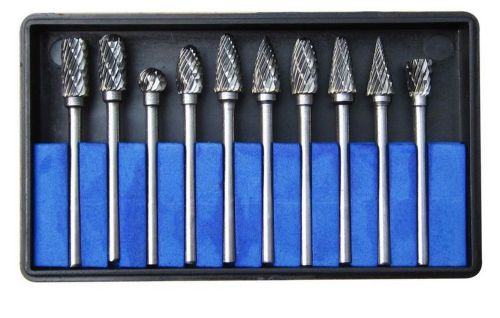 10pcs Double Cut Carbide Rotary Burr Set with 3mm Shank/US Seller, Free Shipping