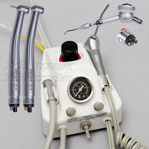 Dental portable turbine unit air water syringe + polisher+ 2*handpiece 4 hole for sale