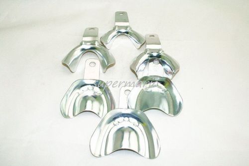 Full set of Dental Aluminium Impression Trays No Holes Upper and Lower 3 Pair-us
