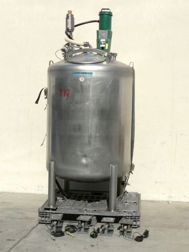 MUELLER 1100 LITER STAINLESS STEEL TANK W/ MIXER, LOAD POINTS &amp; TRI-CLOVER VALVE