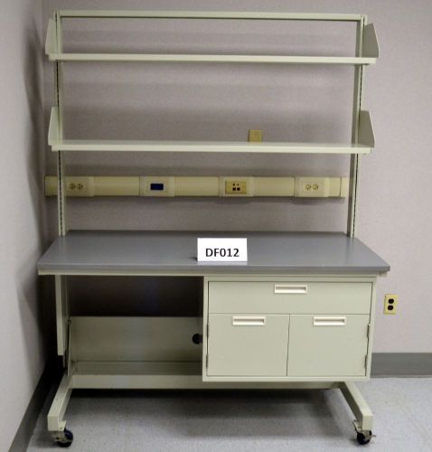 5&#039; Fisher Hamilton Laboratory Mobile Cart w/ Shelves, a Cabinet and Epoxy Top