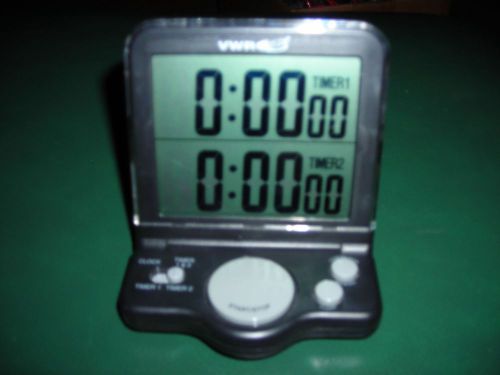 Vwr jumbo digital timer traceable 2 channel countdown alarm stopwatch 61161-340 for sale