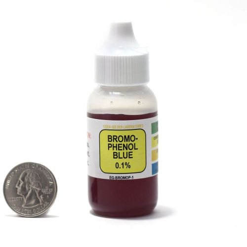 Bromophenol blue ph indicator solution .1% concentration, 1oz in dropper bottle for sale