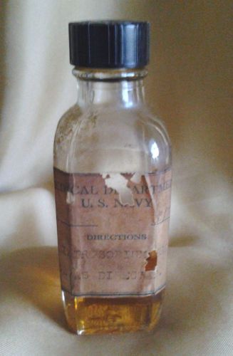 Vintage Medicine Bottle - 1947 Navy Issued - W/Contents