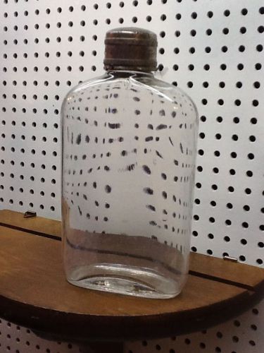 Vintage Flask Screw On Lid Older Bar wear Drinks Bubbles In Glass Display