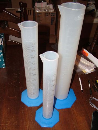 Nalgene Plastic Measuring Cyllinders Set 500mL+1000mL+2000 mL #3662