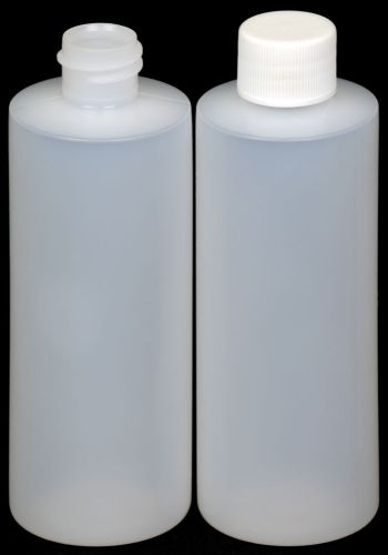 Plastic Bottle (HDPE) w/White Lid, 4-oz. 50-Pack, New