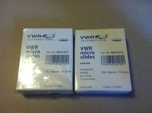 VWR Micro Slides,48312-013,1x3&#034;,1.2mm,Frosted,Precleaned,2 boxes,1 gross