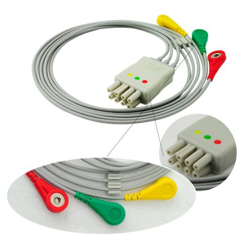 3-lead ecg/ekg machine leadwire set group cable,snap 8 pins aha,for nihon kohden for sale