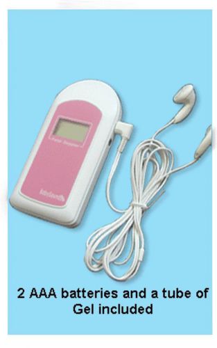 Pink baby sound b  fetal heart doppler w/ gel, battery, earphone, audio cord. for sale