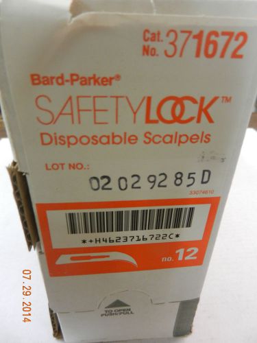 Bard Parker 371672 Safety Lock Scalpels size 12 New 25pcs