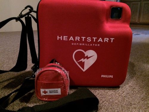 Philips heartstart fr2 defibrillator m3860a with carrying case and fast kit for sale