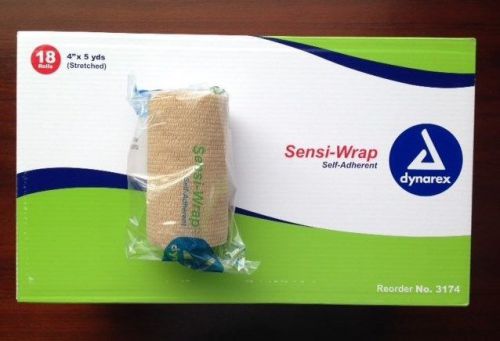 Dynarex sensi-wrap 4&#034;x5yrds self-adherent 18/bx #3174 new sensiwrap coban coflex for sale