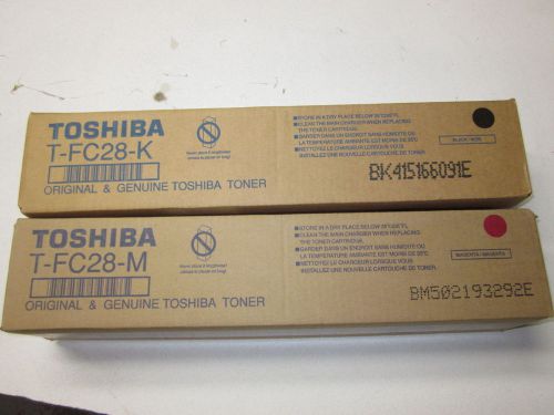 New Genuine Toshiba T-FC28-M Magenta T-FC28-K Black Toner Sealed !! 2820C 2830C