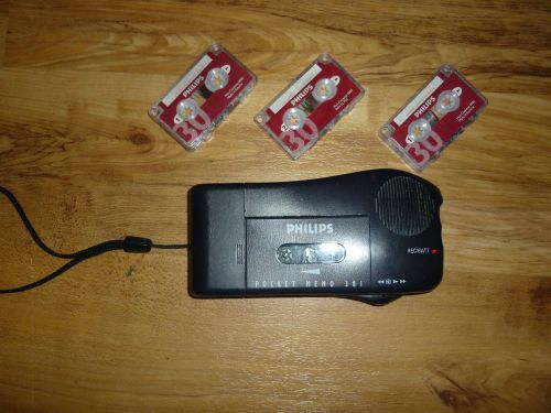 Philips Pocket Memo 381 Voice Recorder PLUS 3 X 30 Minute Tapes SPARES/REPAIR