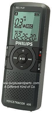 PHILIPS VOICETRACER 600 512MB 33 HOURS HANDHELD DIGITAL VOICE RECORDER USED MP3