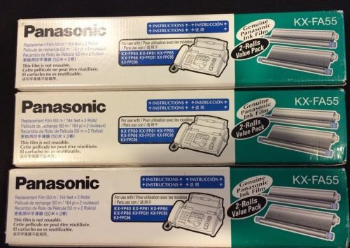 Genuine Panasonic Fax Replacement Ink Film KX-FA55 - 6 Rolls Total - NEW IN BOX