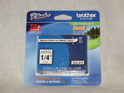 Nip brother® laminated black on white tape tze-211 tape for p-touch labelers new for sale