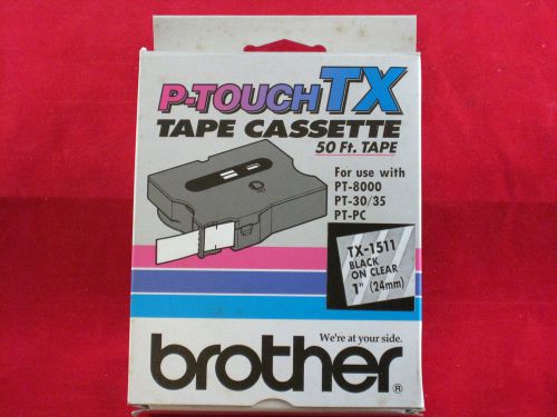 NEW Brother P Touch TX-1521 1&#034; Black On Clear Tape  PT-8000 PT-30/35  PT-PC