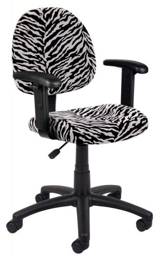 Zebra print boss zebra print microfiber deluxe posture chair with adjustable ar for sale