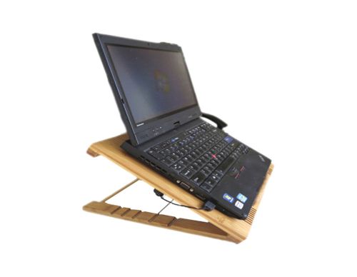 Eco-Friendly Bamboo Laptop Cooling Stand with USB fan