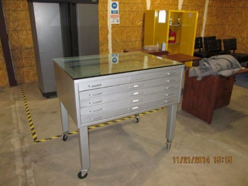 Steel silver file cabinet! retro architect&#039;s file table! mid-century! for sale