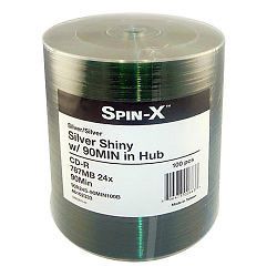 100 Spin-X Silver Shiny top 24x CD-R 90MIN Blank Recordable CD Media Disk Disc