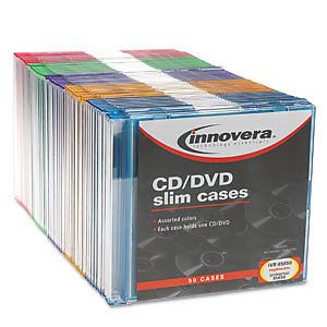 CD DVD Storage Slim Cases Assorted - 50 ct