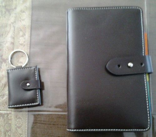 Brown and blue organizer and keyring