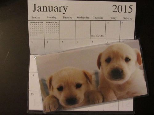 TWO YEAR 2015-2016 CALENDAR POCKET PURSE ORGANIZER PUPPIES