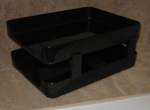 TENEX 2 TIER BLACK PLASTIC STACKING FRONT LOADING LETTER TRAY