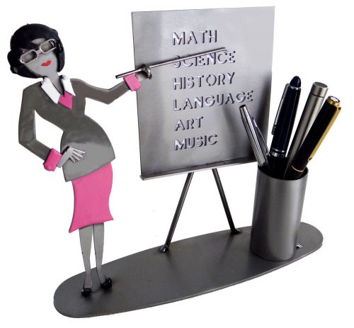 H &amp; K SCULPTURES Desk Accessory Teacher Female Pen Holder