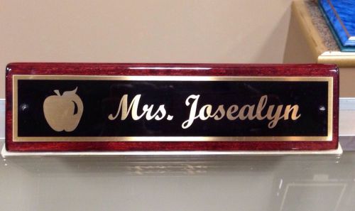 ROSEWOOD PIANO FINISH DESK NAMEPLATE ~ BUSINESS GIFT ~ INCLUDES ENGRAVING