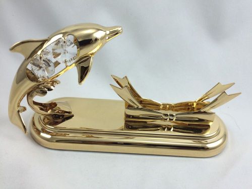 Dolphin Card holder Delight 24K Gold Plated Austrian Crystal Dolphin