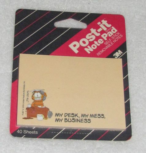 NEW! HTF 1990 3M GARFIELD JIM DAVIS POST-IT NOTES MY DESK, MY MESS, MY BUSINESS