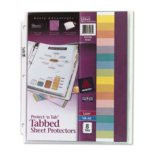 Protect &#039;n Tab Top-Load Clear Sheet Protectors w/Eight Tabs, Letter