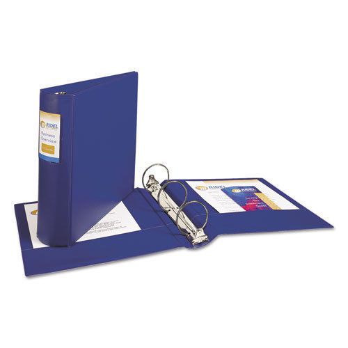 Heavy-Duty Binder with Round Rings, 3&#034; Capacity, Blue
