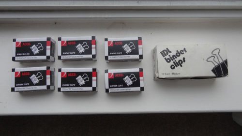 6Sets of Binder Clips 3/8&#034; capacity-Black-12/Box &amp; 1 set of 5/8* Capacity 12/Box